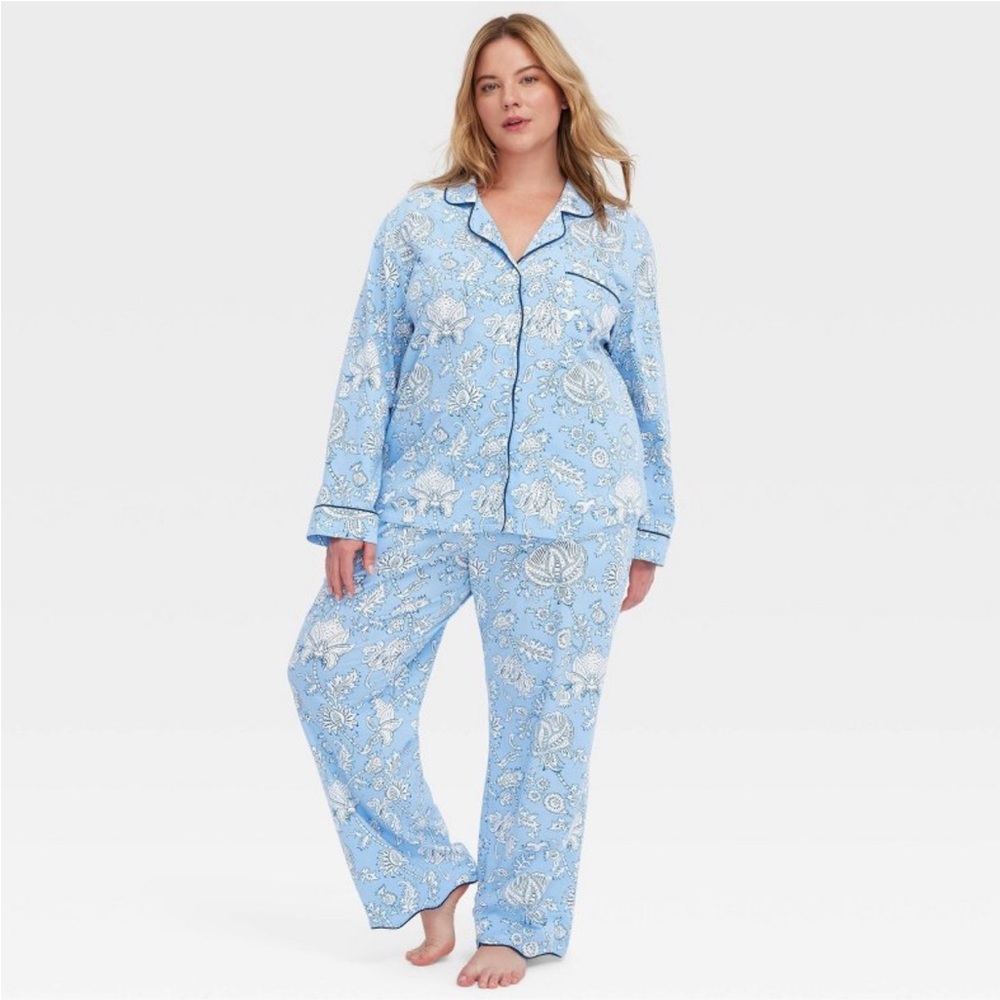 New Roller Rabbit x Target Floral Vines Long Sleeve Shirt & Pants Pajama Set XL